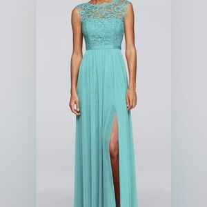 DAVIDS BRIDAL - Long Lace Top Dress sz 18 New w Tags Spa BRIDESMAID